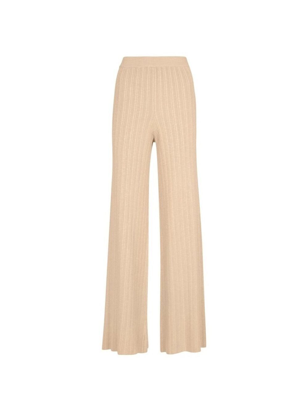 Women's Jonathan Simkhai Beige Ribbed-Knit Wide Leg Pants XS